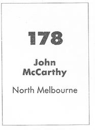 1990 Select AFL Stickers #178 John McCarthy Back